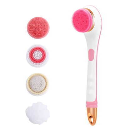 Electric Bath Massage Brush 4 In 1 Multi-Function Long-Handled Scrubbing Device, Blue, Pink