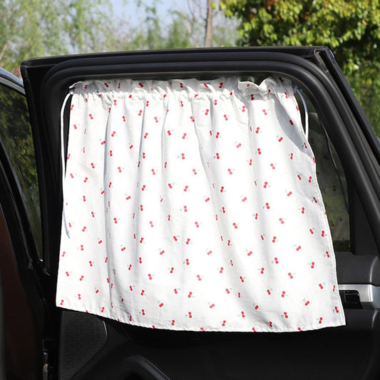 Car Curtains Cotton Car Suction Cup Sunshade Sun Protection Thermal Curtain, Cherry, Blue Flower, Bunny, Small Floral, Coffee Dot, Blue Striped Rabbit, Long Ear Rabbit, Pink Peach Heart, Pony