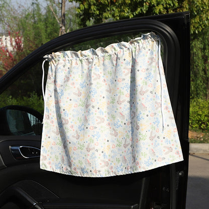Car Curtains Cotton Car Suction Cup Sunshade Sun Protection Thermal Curtain, Cherry, Blue Flower, Bunny, Small Floral, Coffee Dot, Blue Striped Rabbit, Long Ear Rabbit, Pink Peach Heart, Pony