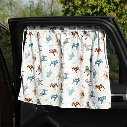 Car Curtains Cotton Car Suction Cup Sunshade Sun Protection Thermal Curtain, Cherry, Blue Flower, Bunny, Small Floral, Coffee Dot, Blue Striped Rabbit, Long Ear Rabbit, Pink Peach Heart, Pony