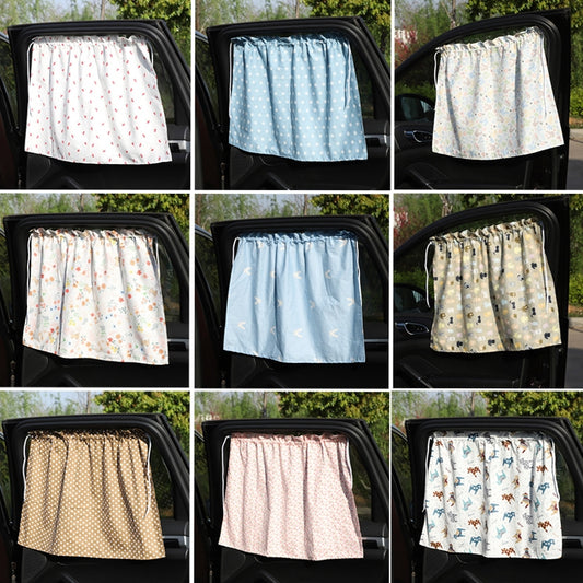 Car Curtains Cotton Car Suction Cup Sunshade Sun Protection Thermal Curtain, Cherry, Blue Flower, Bunny, Small Floral, Coffee Dot, Blue Striped Rabbit, Long Ear Rabbit, Pink Peach Heart, Pony
