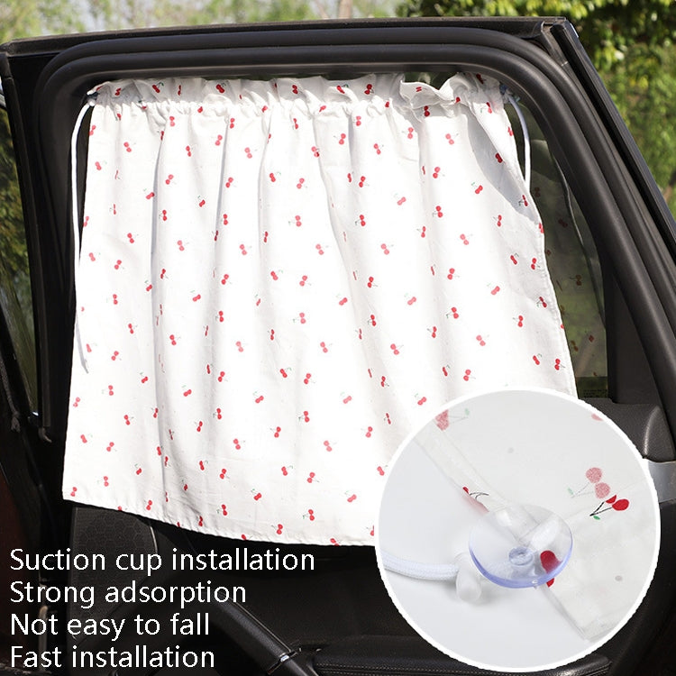 Car Curtains Cotton Car Suction Cup Sunshade Sun Protection Thermal Curtain, Cherry, Blue Flower, Bunny, Small Floral, Coffee Dot, Blue Striped Rabbit, Long Ear Rabbit, Pink Peach Heart, Pony