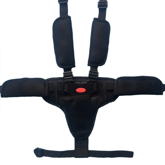 Baby Dining Chair Stroller Safety Strap Five-Point  Type A Version + Fixed Strap + Thick Shoulder Pad + Large Crotch Protector, Black, Red, Pink, Sky Blue, Grey