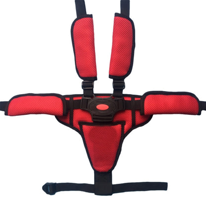 Baby Dining Chair Stroller Safety Strap Five-Point  Type A Version + Fixed Strap + Thick Shoulder Pad + Large Crotch Protector, Black, Red, Pink, Sky Blue, Grey