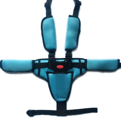 Baby Dining Chair Stroller Safety Strap Five-Point  Type A Version + Fixed Strap + Thick Shoulder Pad + Large Crotch Protector, Black, Red, Pink, Sky Blue, Grey