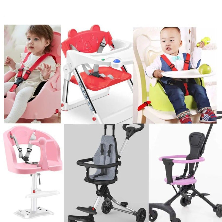 Baby Dining Chair Stroller Safety Strap Five-Point  Type A Version + Fixed Strap + Thick Shoulder Pad + Large Crotch Protector, Black, Red, Pink, Sky Blue, Grey