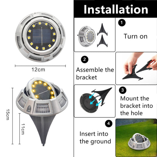 Outdoor Solar Underground Lamp Rotating Buried Lawn Lamp , Spec:, 12 LEDs White+Blue Light (Aluminum Shell), 12 LEDs Warm+Blue Light (Aluminum Shell), 12 LEDs White+Color Llight (Aluminum Shell), 12 LEDs Warm+Color Light (Aluminum Shell)���������������...