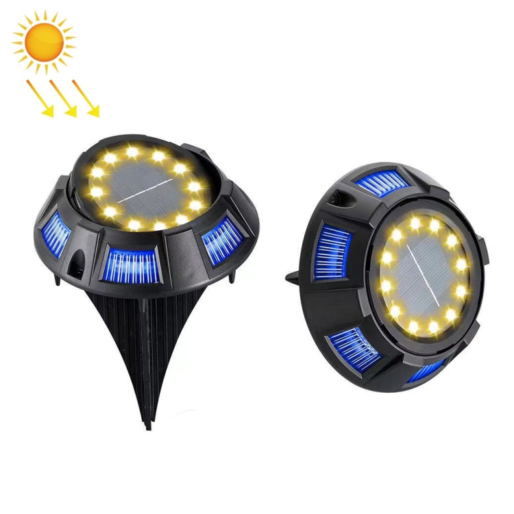 Outdoor Solar Underground Lamp Rotating Buried Lawn Lamp , Spec:, 12 LEDs White+Blue Light (Aluminum Shell), 12 LEDs Warm+Blue Light (Aluminum Shell), 12 LEDs White+Color Llight (Aluminum Shell), 12 LEDs Warm+Color Light (Aluminum Shell)���������������...