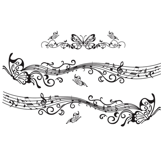 D-347 Butterfly Note Car Sticker Sheet Music Waist Line Body Sticker, D-347