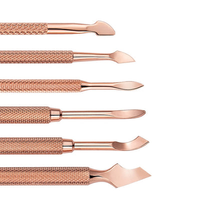 Stainless Steel Rose Gold Double-Headed Steel Push Dead Skin Scissors Nail Set,Style: D501