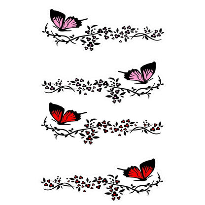 2 Pairs R729 Butterfly Flower Car Sticker Butterfly Love Flower Personality Engine Cover Body Decorative Sticker, Pink, Red
