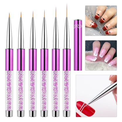 Nail Art Drawing Pen Purple Drill Rod Color Painting Flower Stripe Nail Brush With Pen Cover, Specification: 5mm, 20mm, 15mm, 11mm, 9mm, 7mm, 5mm