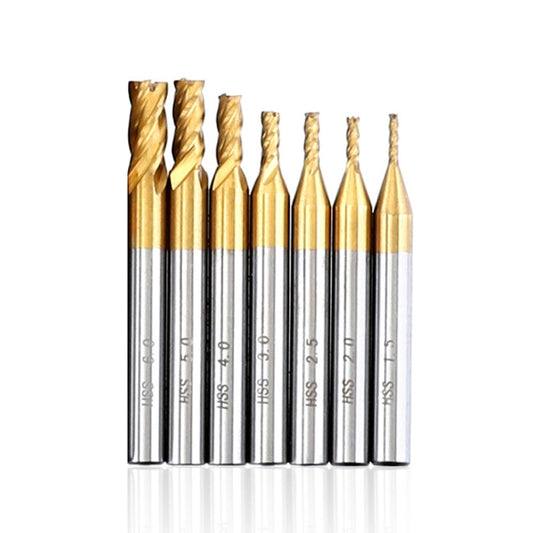 High-Speed Steel And Aluminum End Face Milling Cutter With Straight Shank Titanium-Plated Milling Cutter, 7 PCS/Set, 10 PCS/Set, 11 PCS/Set