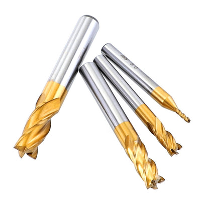 High-Speed Steel And Aluminum End Face Milling Cutter With Straight Shank Titanium-Plated Milling Cutter, 7 PCS/Set, 10 PCS/Set, 11 PCS/Set