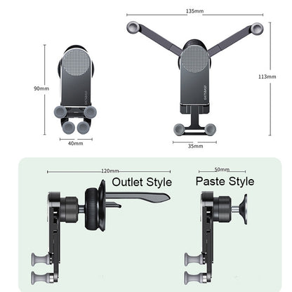 Oatsbasf Car Gravity Metal Bracket Scalable and Stable Mobile Phone Bracket Folding Screen Mobile Phone Exclusive Car Bracket, Folding Screen Paste Black, Folding Screen Outlet Black, Folding Screen Outlet Silver