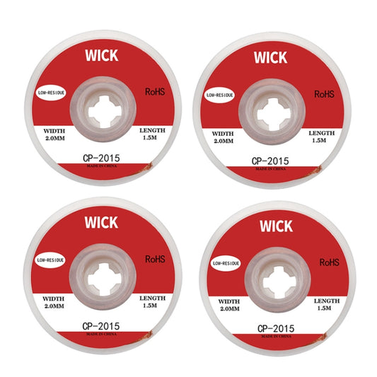 4 PCS Silk Wire Deficiency Tin With Low Residue Strip BGA To Remove Tin Welding Strip Electronic Maintenance Welding Material, CP-2015 2.0mm x 1.5m, CP-2515 2.5mm x 1.5m, CP-3015 3.0mm x 1.5m, CP-3515 3.5mm x 1.5m