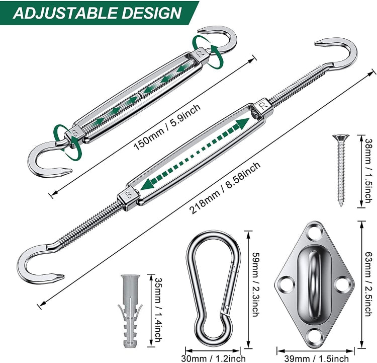 24 in 1 304 Stainless Steel Fixed Shade Sail Accessories Diamond Buckle Flower Basket Spring Buckle, Spec: