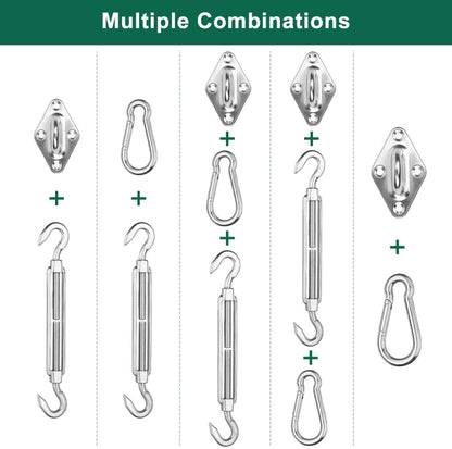 24 in 1 304 Stainless Steel Fixed Shade Sail Accessories Diamond Buckle Flower Basket Spring Buckle, Spec: