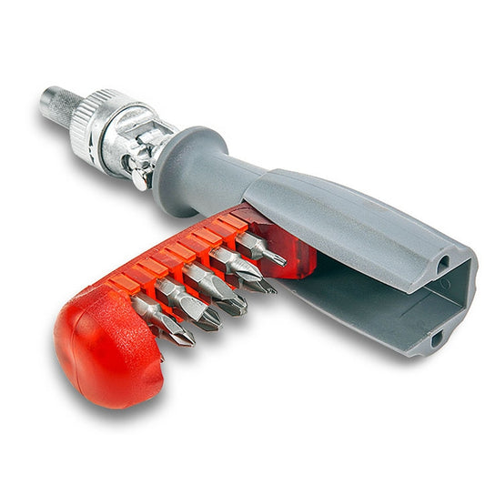 180 Degree 6.35mm Alloy Elbow Ratchet Screwdriver Set With 10 Screwdriver Bits, LT001