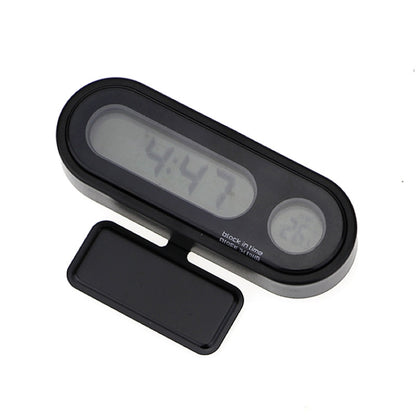 K02 Car Electronic Clock Temperature Meter Night Light LED Temperature Time Meter, 2 in 1 Black Blue Light
