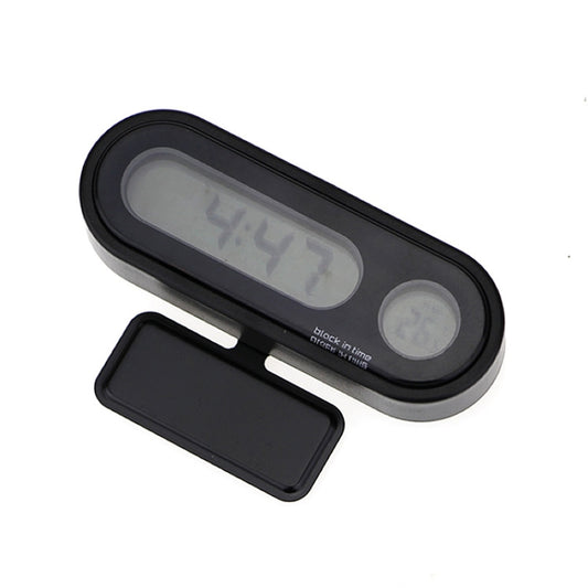 K02 Car Electronic Clock Temperature Meter Night Light LED Temperature Time Meter, 2 in 1 Black Blue Light