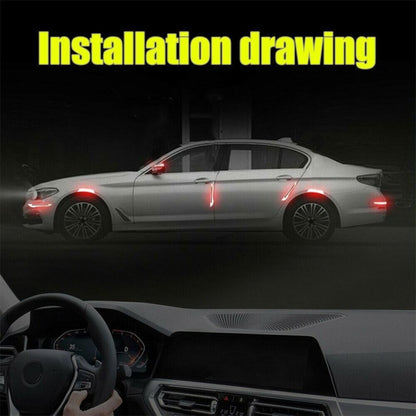 4 Sets Car Reflective Sticker Door Border Anti-Collision Strip Leaf Board Personality Rear View Mirror Warning Sticker, Red, Yellow, White, Green, Blue