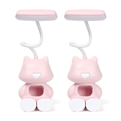 2 PCS FY6601 Cartoon Pen Holder Reading Desk Lamp LED Eye Protection Dormitory Student Bedroom Lamp, Pink, Blue, Green