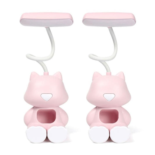 2 PCS FY6601 Cartoon Pen Holder Reading Desk Lamp LED Eye Protection Dormitory Student Bedroom Lamp, Pink, Blue, Green