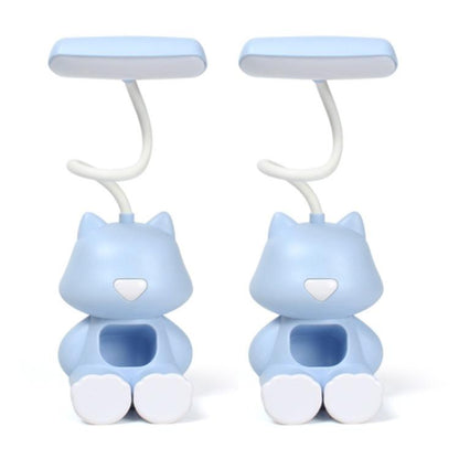 2 PCS FY6601 Cartoon Pen Holder Reading Desk Lamp LED Eye Protection Dormitory Student Bedroom Lamp, Pink, Blue, Green