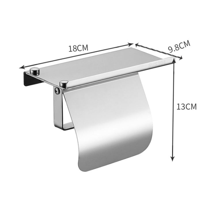 4103 Stainless Steel Roll Paper Holder Mobile Phone Paper Towel Rack Hotel Bathroom Rack, Color:, Mirror, Black