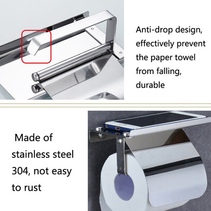 4103 Stainless Steel Roll Paper Holder Mobile Phone Paper Towel Rack Hotel Bathroom Rack, Color:, Mirror, Black
