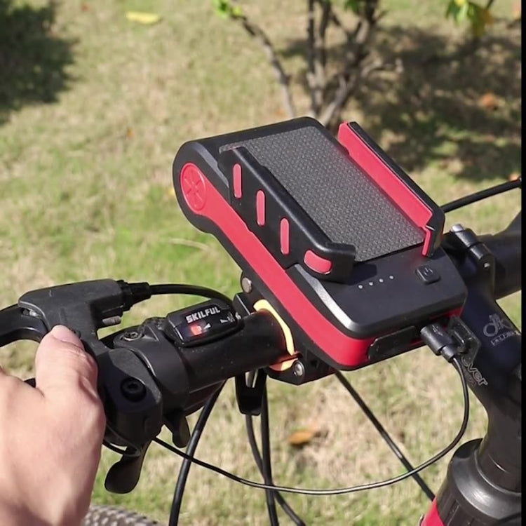 BG-2021 Bicycle Front Light 4 In 1 Mobile Phone Holder Horn Light Mountain Bike Front Light