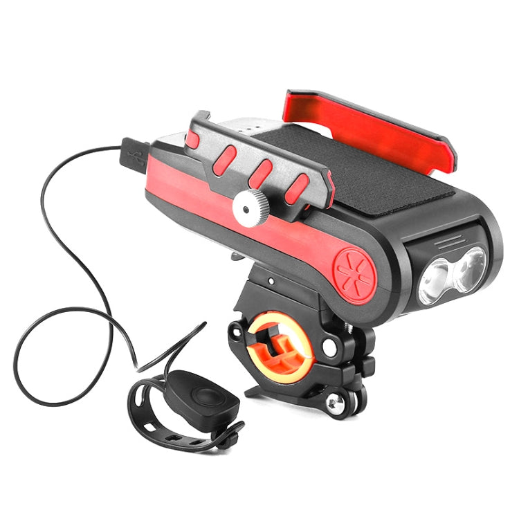 BG-2021 Bicycle Front Light 4 In 1 Mobile Phone Holder Horn Light Mountain Bike Front Light