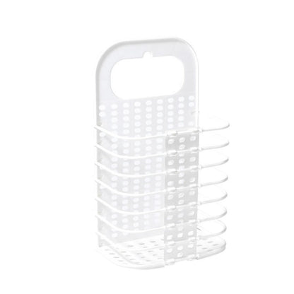 Household Bathroom Wall-Mounted Perforation-Free Folding Dirty Clothes Basket Toy Storage Basket, White, Grey