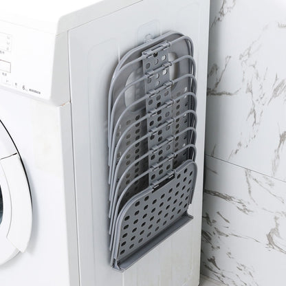Household Bathroom Wall-Mounted Perforation-Free Folding Dirty Clothes Basket Toy Storage Basket, White, Grey