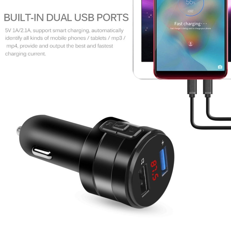 Car Bluetooth Handsfree Car FM Transmitter Music Player Car Charger, X20 Black