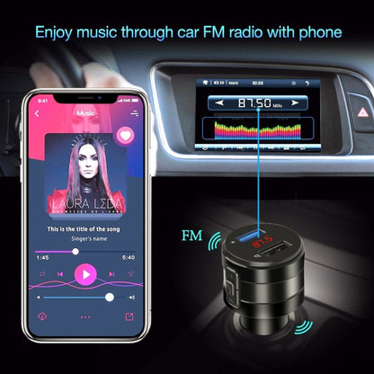 Car Bluetooth Handsfree Car FM Transmitter Music Player Car Charger, X20 Black