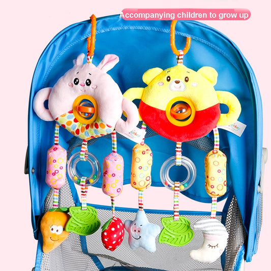 Stroller Toy 0-1 Year Old Bed Hanging Turn Bead Doll Baby Bed Bell Plush Rattle, H168190-3A Bear, H168190-3B Rabbit