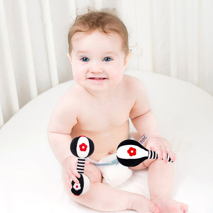 TOLOLO 1 Pair Baby Vision Training Early Educational Toy Newborn Chasing Black And White Sand Hammer Dumbbell Baby Rattle, T168263-2