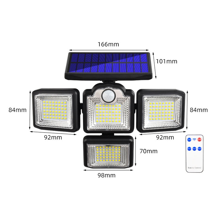 TG-TY085 Solar 4-Head Rotatable Wall Light with Remote Control Body Sensing Outdoor Waterproof Garden Lamp, Style:, 192 LED Integrated, 198 LED Integrated, 192 COB Integrated, 198 COB Integrated, 192 LED Separated, 198 LED Separated, 192 COB Separated�...