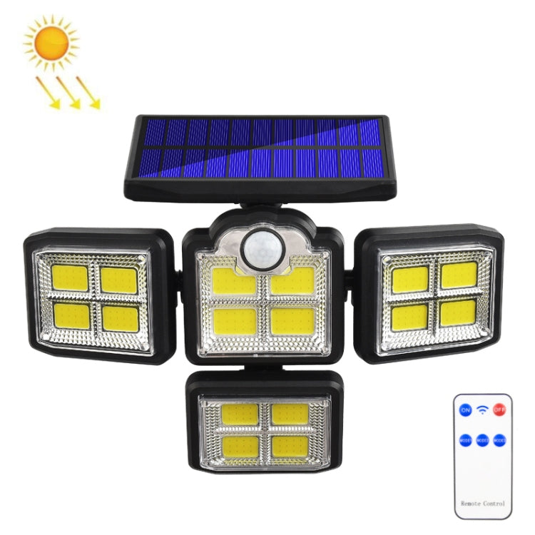TG-TY085 Solar 4-Head Rotatable Wall Light with Remote Control Body Sensing Outdoor Waterproof Garden Lamp, Style:, 192 LED Integrated, 198 LED Integrated, 192 COB Integrated, 198 COB Integrated, 192 LED Separated, 198 LED Separated, 192 COB Separated�...