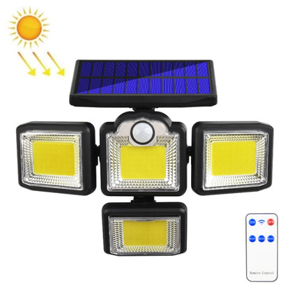 TG-TY085 Solar 4-Head Rotatable Wall Light with Remote Control Body Sensing Outdoor Waterproof Garden Lamp, Style:, 192 LED Integrated, 198 LED Integrated, 192 COB Integrated, 198 COB Integrated, 192 LED Separated, 198 LED Separated, 192 COB Separated�...