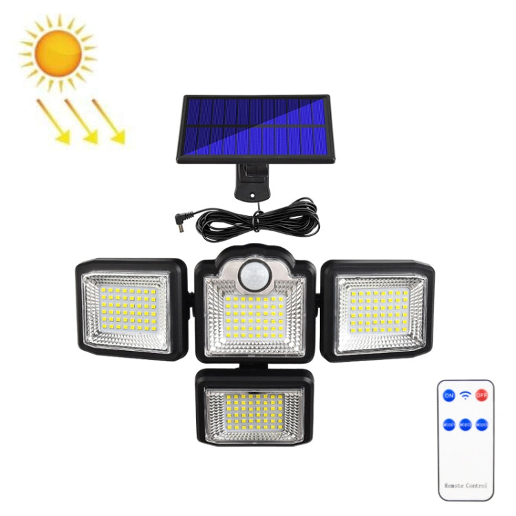TG-TY085 Solar 4-Head Rotatable Wall Light with Remote Control Body Sensing Outdoor Waterproof Garden Lamp, Style:, 192 LED Integrated, 198 LED Integrated, 192 COB Integrated, 198 COB Integrated, 192 LED Separated, 198 LED Separated, 192 COB Separated�...