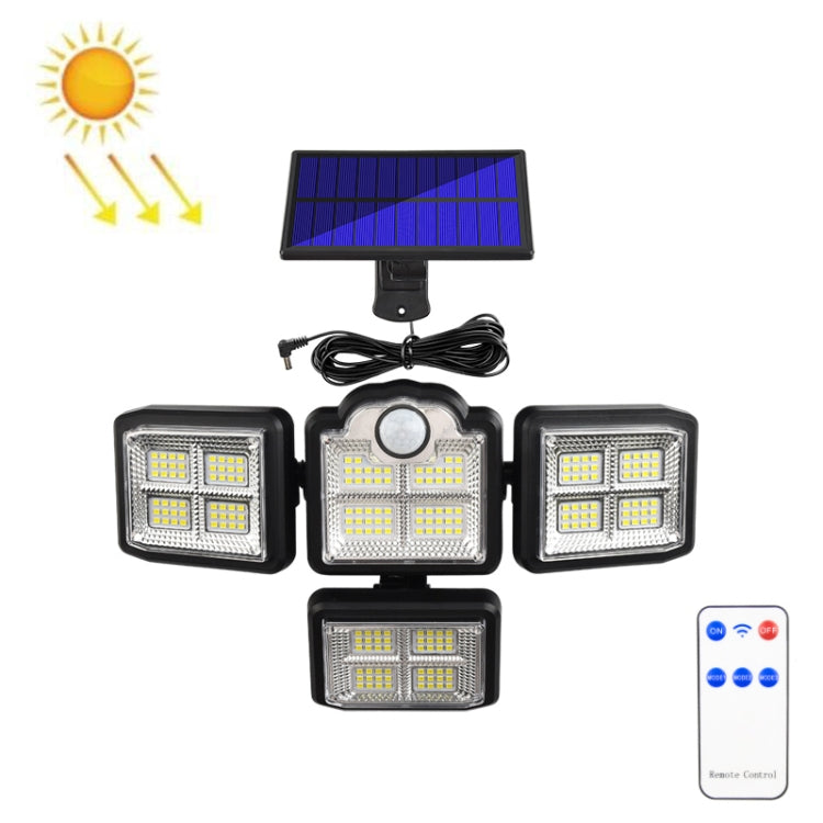 TG-TY085 Solar 4-Head Rotatable Wall Light with Remote Control Body Sensing Outdoor Waterproof Garden Lamp, Style:, 192 LED Integrated, 198 LED Integrated, 192 COB Integrated, 198 COB Integrated, 192 LED Separated, 198 LED Separated, 192 COB Separated�...