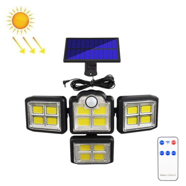 TG-TY085 Solar 4-Head Rotatable Wall Light with Remote Control Body Sensing Outdoor Waterproof Garden Lamp, Style:, 192 LED Integrated, 198 LED Integrated, 192 COB Integrated, 198 COB Integrated, 192 LED Separated, 198 LED Separated, 192 COB Separated�...