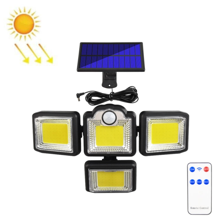 TG-TY085 Solar 4-Head Rotatable Wall Light with Remote Control Body Sensing Outdoor Waterproof Garden Lamp, Style:, 192 LED Integrated, 198 LED Integrated, 192 COB Integrated, 198 COB Integrated, 192 LED Separated, 198 LED Separated, 192 COB Separated�...