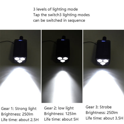 TG-ZX019 Solar Bicycle Headlight Flashlight Night Riding Strong Light USB Charging Rainproof Light