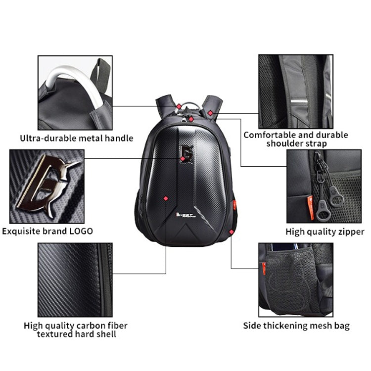 GHOST RACING GR-BB02 Men Motorcycle Riding Backpack Helmet Hard Shell Backpack Locomotive Travel Computer Bag, GR-BB02