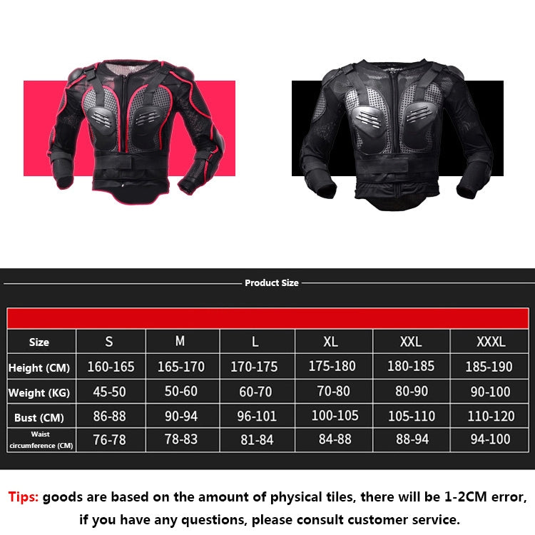 GHOST RACING F060 Motorcycle Armor Suit Riding Protective Gear Chest Protector Elbow Pad Fall Protection Suit, S, M, L, XL, XXL, XXXL