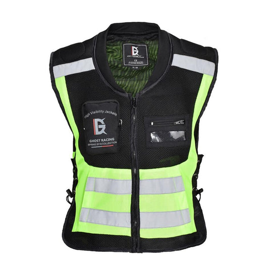 GHOST RACING GR-Y06 Motorcycle Riding Vest Safety Reflective Vest, M, L, XL, XXL, XXXL